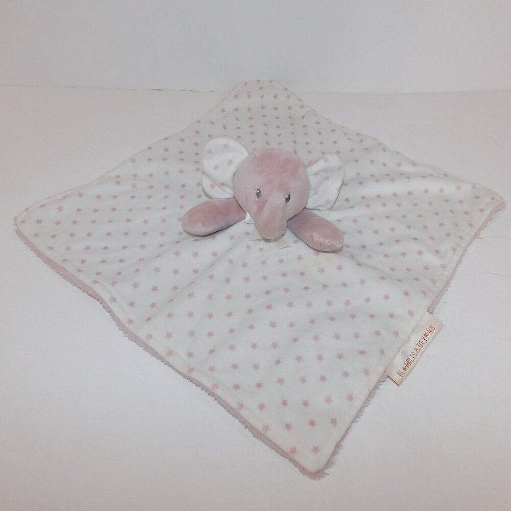 Blankets & Beyond Elephant Stars Security Blanket Pink Mauve White  Baby lovey